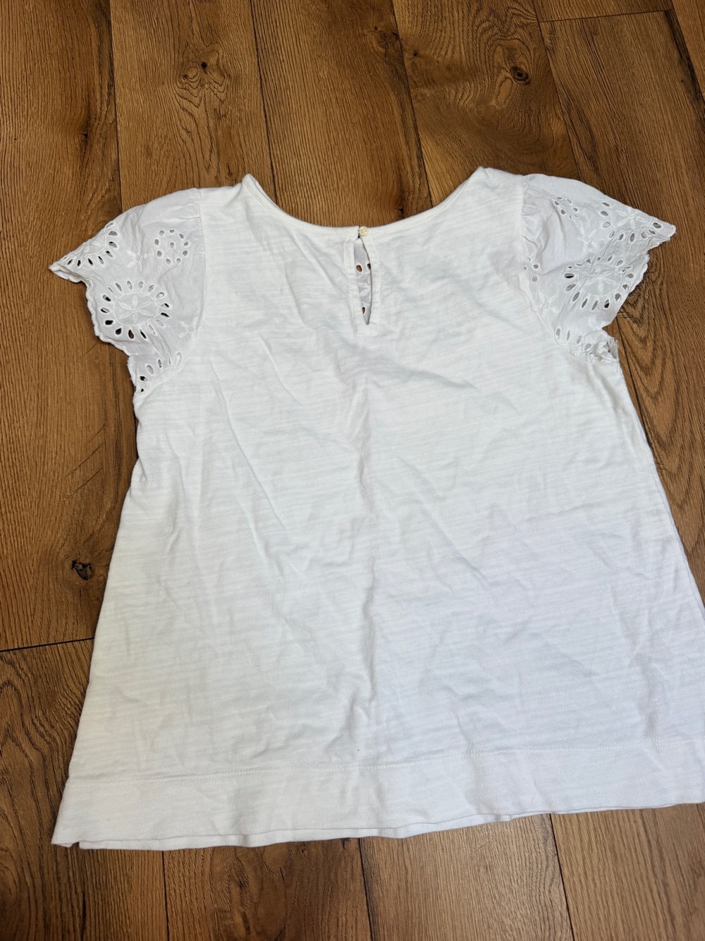 LOFT White Eyelet Sleeve Tee Top - Picture 4 of 4